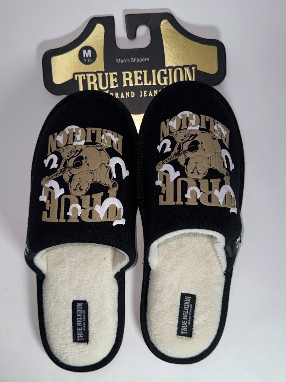 True religon Men's Designer Slippers House Shoes Slides Size 9-10 us